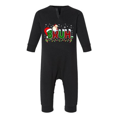 Bruh Funny Christmas Red Green Plaid Teens Boy Xmas Pajamas Infant Fleece One Piece