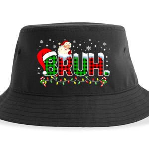 Bruh Funny Christmas Red Green Plaid Teens Boy Xmas Pajamas Sustainable Bucket Hat