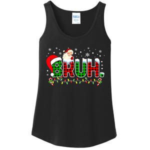 Bruh Funny Christmas Red Green Plaid Teens Boy Xmas Pajamas Ladies Essential Tank