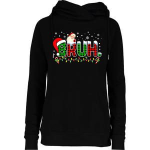 Bruh Funny Christmas Red Green Plaid Teens Boy Xmas Pajamas Womens Funnel Neck Pullover Hood