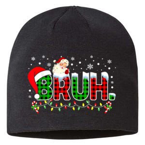 Bruh Funny Christmas Red Green Plaid Teens Boy Xmas Pajamas Sustainable Beanie