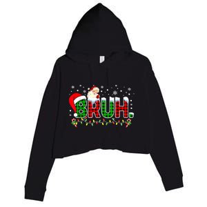 Bruh Funny Christmas Red Green Plaid Teens Boy Xmas Pajamas Crop Fleece Hoodie