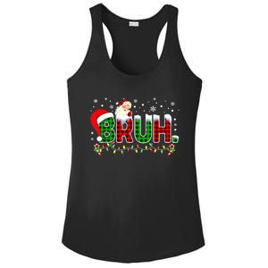 Bruh Funny Christmas Red Green Plaid Teens Boy Xmas Pajamas Ladies PosiCharge Competitor Racerback Tank