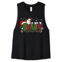 Bruh Funny Christmas Red Green Plaid Teens Boy Xmas Pajamas Women's Racerback Cropped Tank