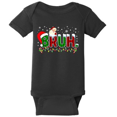 Bruh Funny Christmas Red Green Plaid Teens Boy Xmas Pajamas Baby Bodysuit