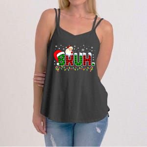 Bruh Funny Christmas Red Green Plaid Teens Boy Xmas Pajamas Women's Strappy Tank