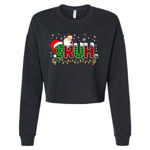 Bruh Funny Christmas Red Green Plaid Teens Boy Xmas Pajamas Cropped Pullover Crew