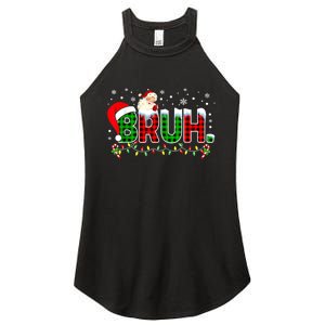 Bruh Funny Christmas Red Green Plaid Teens Boy Xmas Pajamas Women's Perfect Tri Rocker Tank