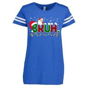 Bruh Funny Christmas Red Green Plaid Teens Boy Xmas Pajamas Enza Ladies Jersey Football T-Shirt