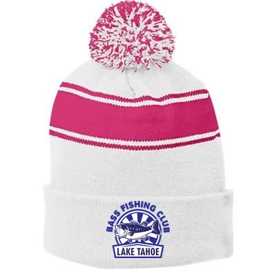 Bass Fishing Club Lake Tahoe Stripe Pom Pom Beanie