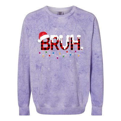 Bruh Funny Christmas Plaid Teens Xmas Pajamas Colorblast Crewneck Sweatshirt