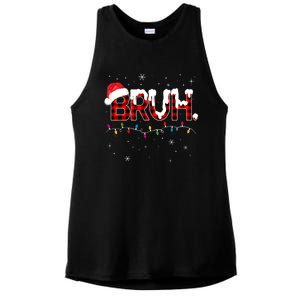 Bruh Funny Christmas Plaid Teens Xmas Pajamas Ladies PosiCharge Tri-Blend Wicking Tank