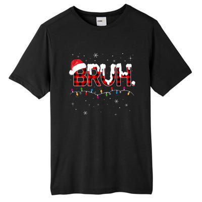 Bruh Funny Christmas Plaid Teens Xmas Pajamas Tall Fusion ChromaSoft Performance T-Shirt