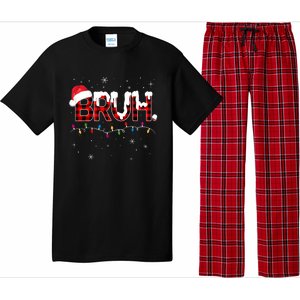 Bruh Funny Christmas Plaid Teens Xmas Pajamas Pajama Set