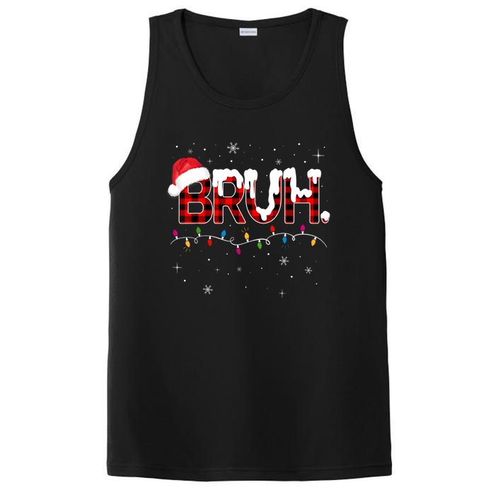 Bruh Funny Christmas Plaid Teens Xmas Pajamas PosiCharge Competitor Tank