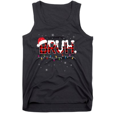 Bruh Funny Christmas Plaid Teens Xmas Pajamas Tank Top