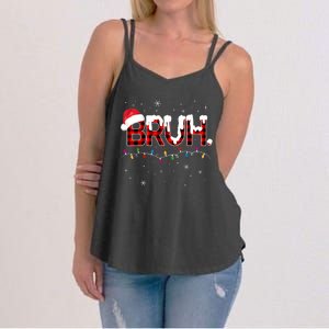 Bruh Funny Christmas Plaid Teens Xmas Pajamas Women's Strappy Tank