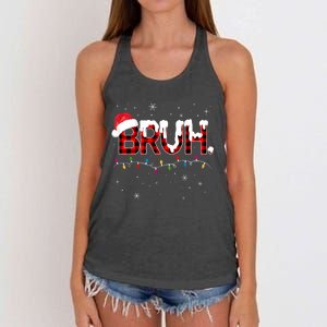 Bruh Funny Christmas Plaid Teens Xmas Pajamas Women's Knotted Racerback Tank