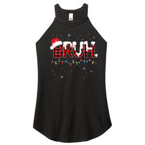 Bruh Funny Christmas Plaid Teens Xmas Pajamas Women's Perfect Tri Rocker Tank