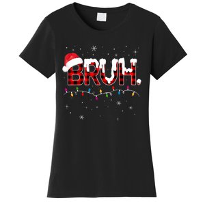 Bruh Funny Christmas Plaid Teens Xmas Pajamas Women's T-Shirt