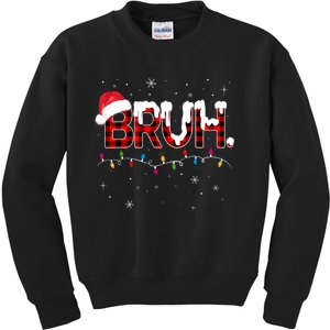 Bruh Funny Christmas Plaid Teens Xmas Pajamas Kids Sweatshirt