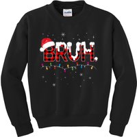 Bruh Funny Christmas Plaid Teens Xmas Pajamas Kids Sweatshirt