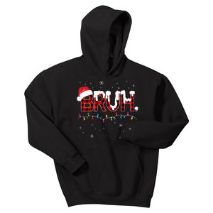 Bruh Funny Christmas Plaid Teens Xmas Pajamas Kids Hoodie