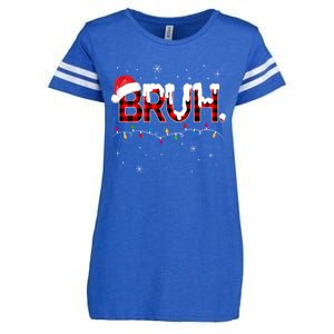 Bruh Funny Christmas Plaid Teens Xmas Pajamas Enza Ladies Jersey Football T-Shirt