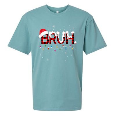 Bruh Funny Christmas Plaid Teens Xmas Pajamas Sueded Cloud Jersey T-Shirt