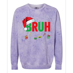 Bruh Funny Christmas Red Plaid Ns Xmas Pajamas Colorblast Crewneck Sweatshirt