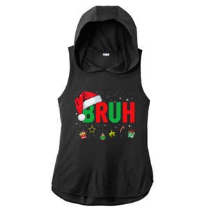 Bruh Funny Christmas Red Plaid Ns Xmas Pajamas Ladies PosiCharge Tri-Blend Wicking Draft Hoodie Tank