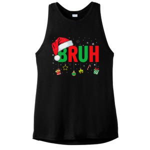 Bruh Funny Christmas Red Plaid Ns Xmas Pajamas Ladies PosiCharge Tri-Blend Wicking Tank