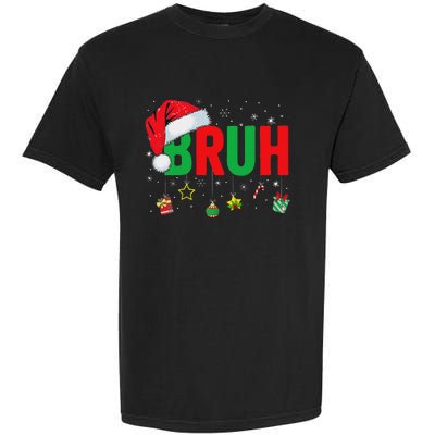 Bruh Funny Christmas Red Plaid Ns Xmas Pajamas Garment-Dyed Heavyweight T-Shirt