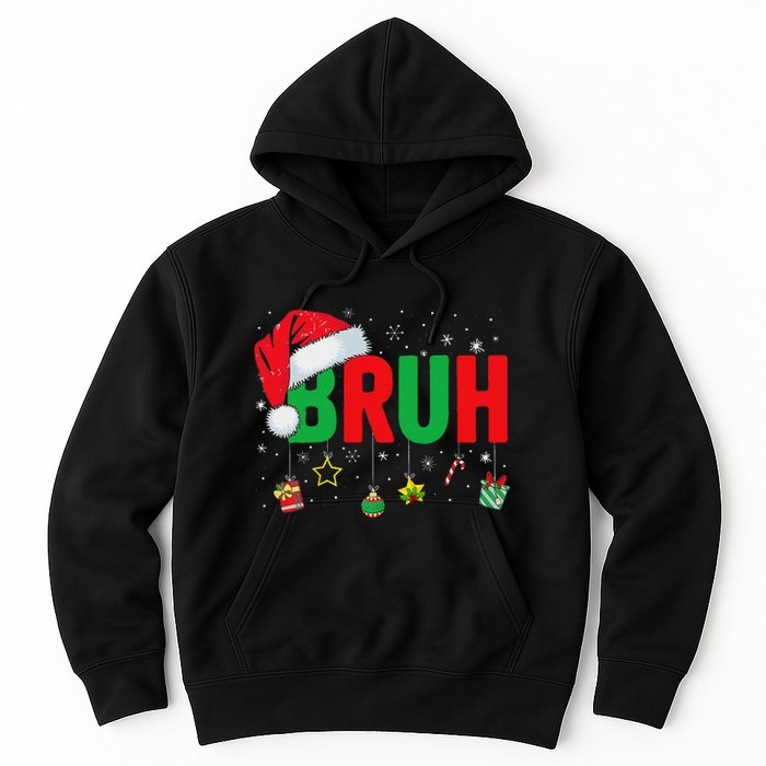 Bruh Funny Christmas Red Plaid Ns Xmas Pajamas Hoodie