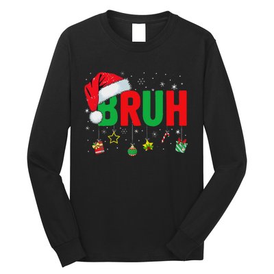 Bruh Funny Christmas Red Plaid Ns Xmas Pajamas Long Sleeve Shirt