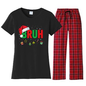 Bruh Funny Christmas Red Plaid Ns Xmas Pajamas Women's Flannel Pajama Set