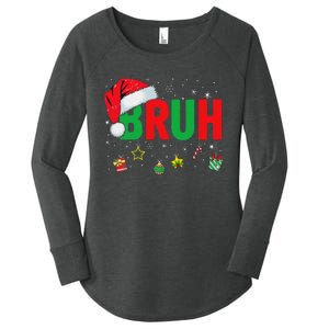 Bruh Funny Christmas Red Plaid Ns Xmas Pajamas Women's Perfect Tri Tunic Long Sleeve Shirt