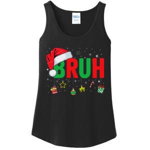 Bruh Funny Christmas Red Plaid Ns Xmas Pajamas Ladies Essential Tank