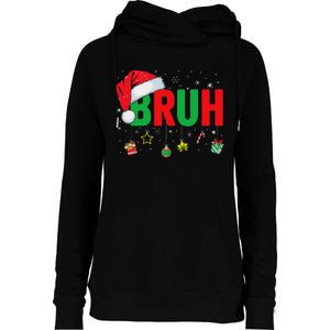 Bruh Funny Christmas Red Plaid Ns Xmas Pajamas Womens Funnel Neck Pullover Hood