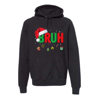 Bruh Funny Christmas Red Plaid Ns Xmas Pajamas Premium Hoodie