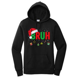 Bruh Funny Christmas Red Plaid Ns Xmas Pajamas Women's Pullover Hoodie