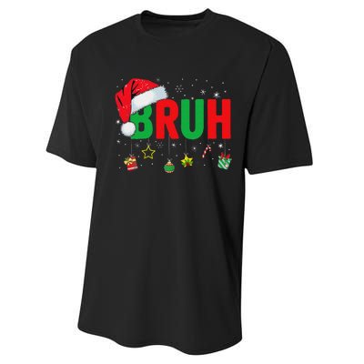 Bruh Funny Christmas Red Plaid Ns Xmas Pajamas Performance Sprint T-Shirt