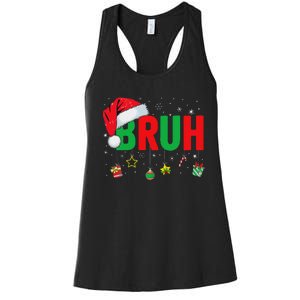 Bruh Funny Christmas Red Plaid Ns Xmas Pajamas Women's Racerback Tank