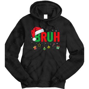 Bruh Funny Christmas Red Plaid Ns Xmas Pajamas Tie Dye Hoodie