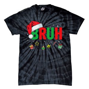 Bruh Funny Christmas Red Plaid Ns Xmas Pajamas Tie-Dye T-Shirt