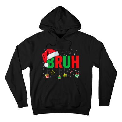 Bruh Funny Christmas Red Plaid Ns Xmas Pajamas Tall Hoodie