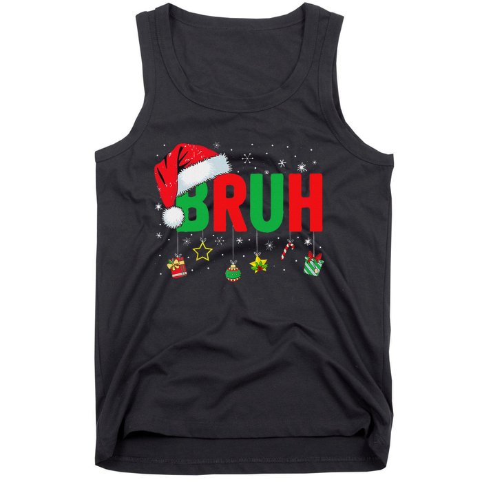 Bruh Funny Christmas Red Plaid Ns Xmas Pajamas Tank Top