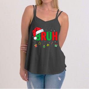 Bruh Funny Christmas Red Plaid Ns Xmas Pajamas Women's Strappy Tank