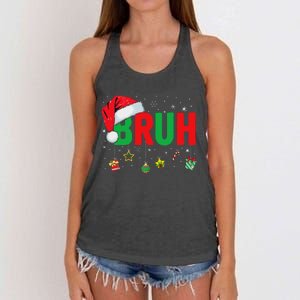 Bruh Funny Christmas Red Plaid Ns Xmas Pajamas Women's Knotted Racerback Tank