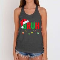 Bruh Funny Christmas Red Plaid Ns Xmas Pajamas Women's Knotted Racerback Tank